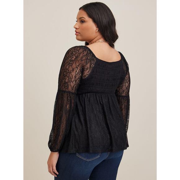 NWT Torrid Babydoll Stretch Lace Smocked Bodice Square Neck Top Sweetheart 5 5X - Picture 5 of 12